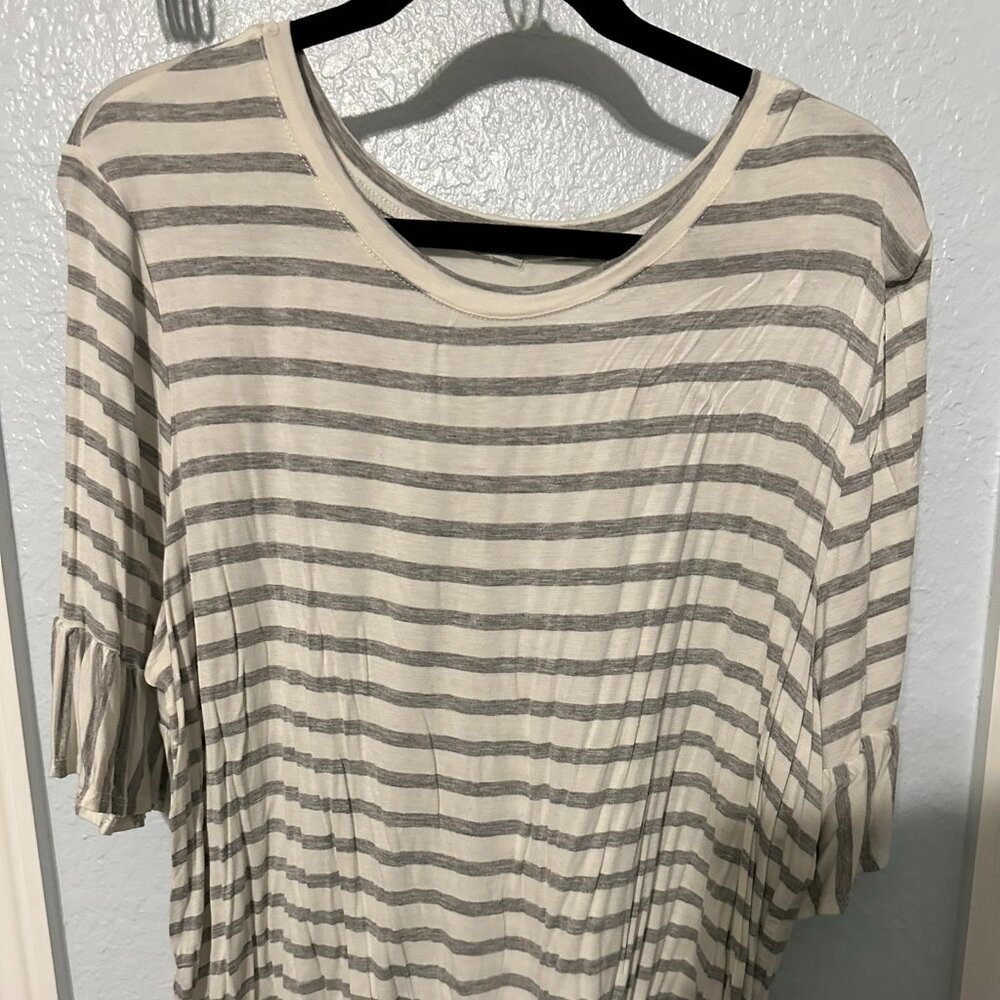 Green Envelope Striped Blouse